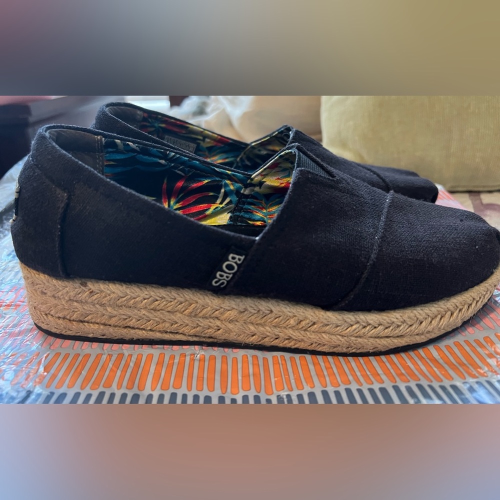 BOBS Black Wedge Shoes with memory foam and arch support size 6.5